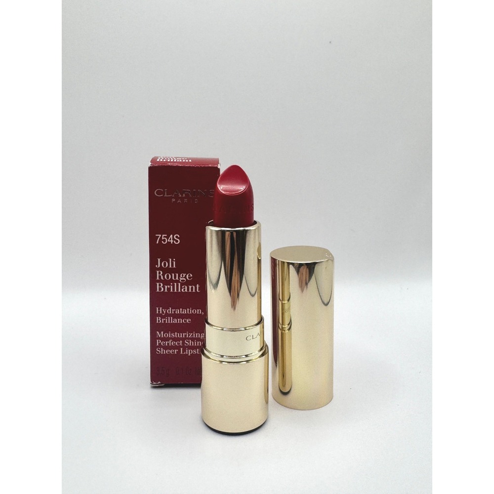 Clarins Joli Rouge Brilliant Lipstick 754S Red Hydrating Sheer Finish- NEW